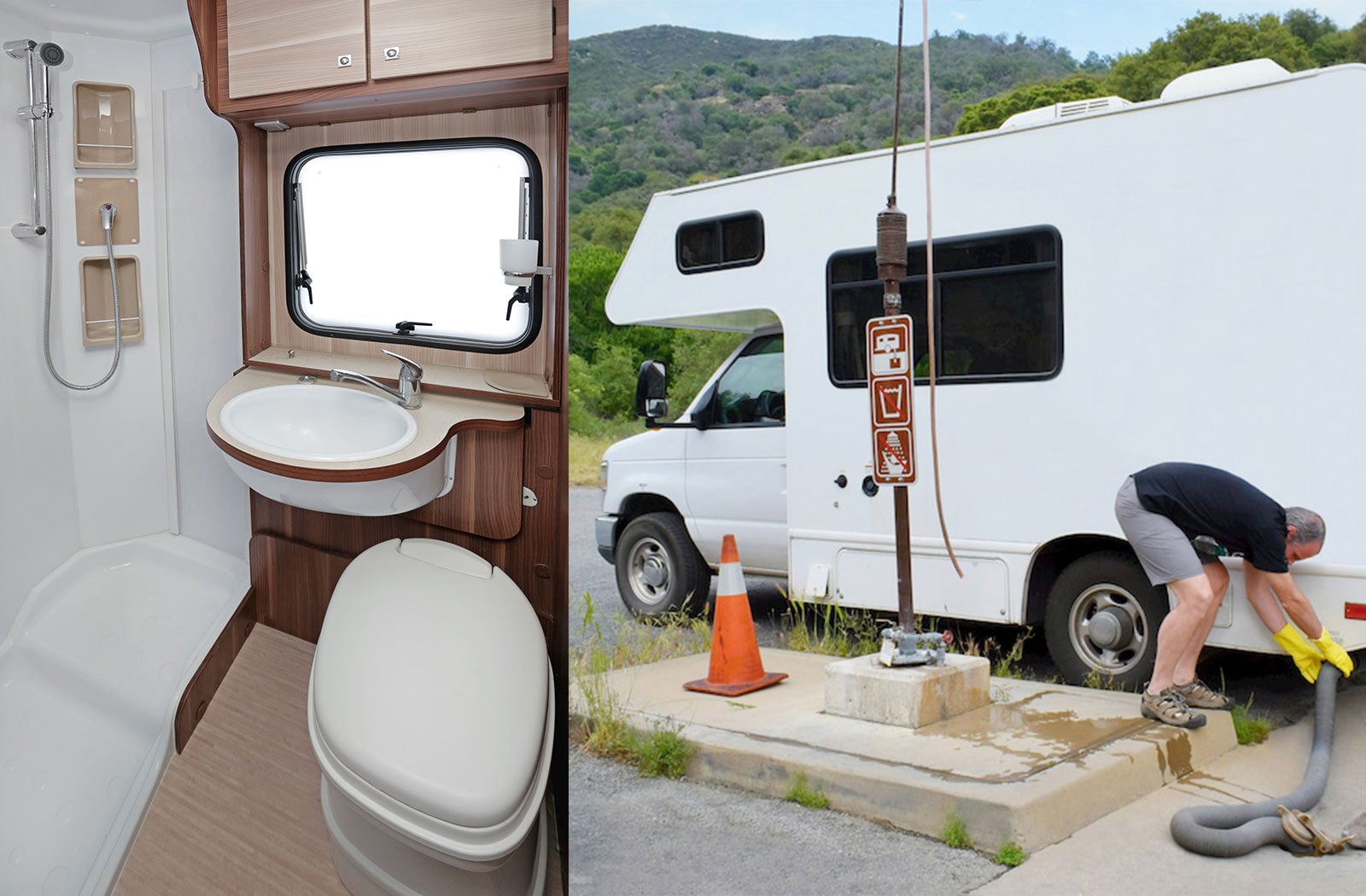 Portable RV/camper toilet and holding tank setup in Beloit, Wisconsin